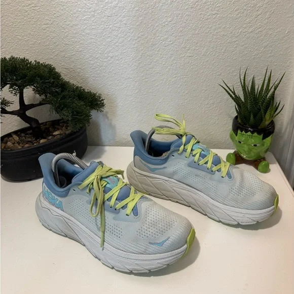 Hoka Gray and Lime Green Running Shoes - Picture 2 of 6